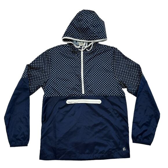 BONOBOS Fielder Polka Dot Lightweight Anorak Jacket Blue White Size XS Mens - Picture 1 of 7